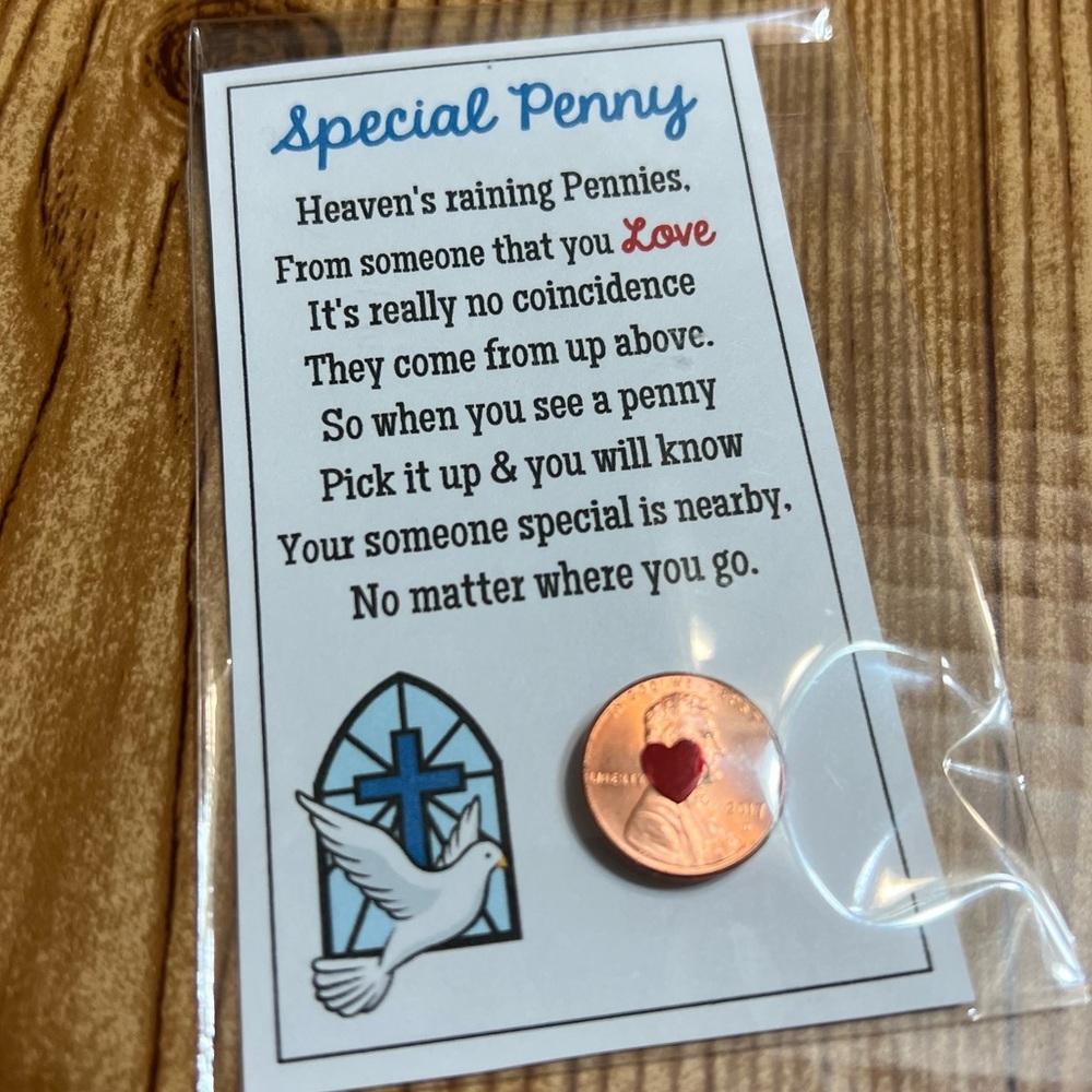 Heaven's raining Pennies special someone lost penny pick up memorial gift NEW